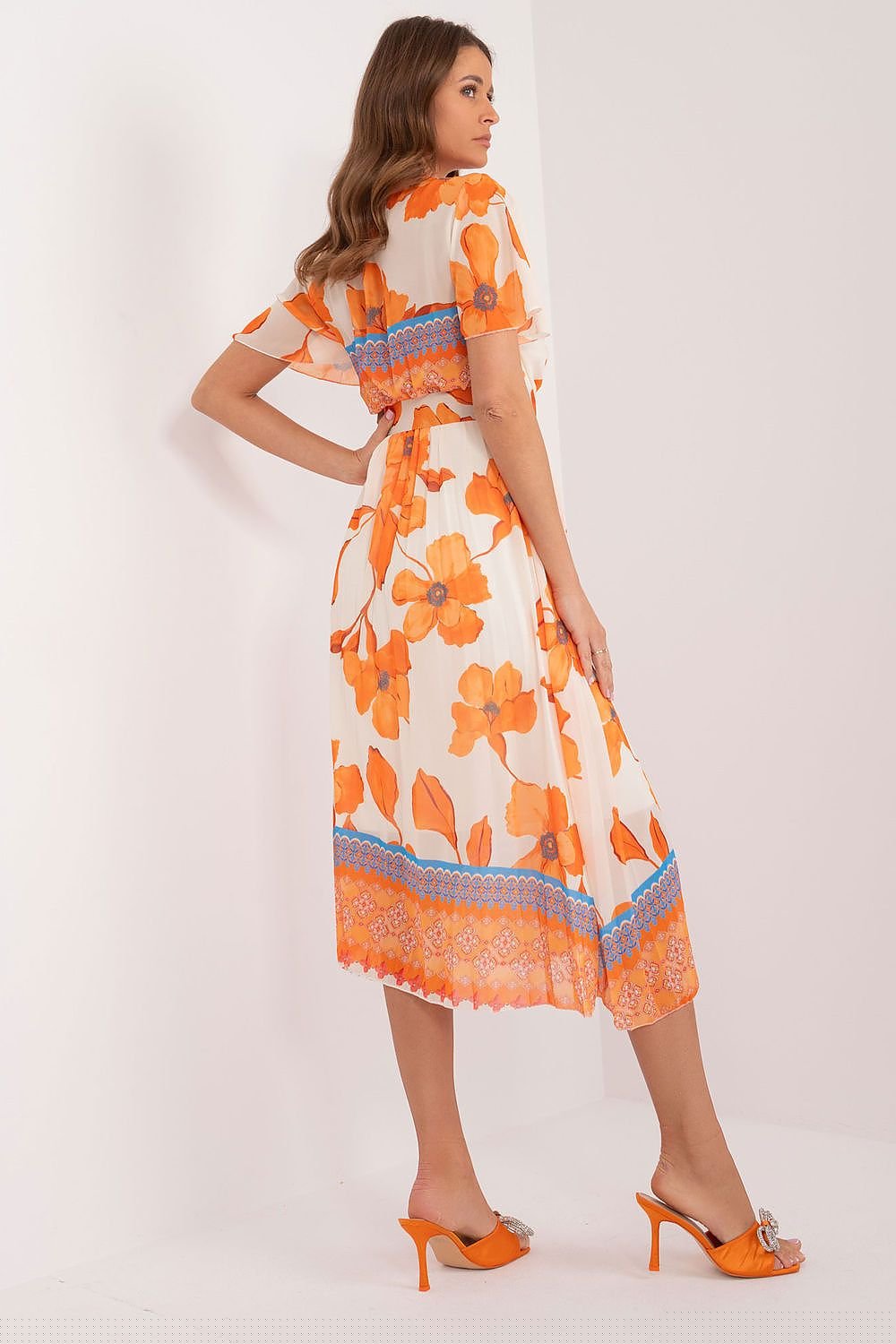 Italy Moda summer daydress with short sleeves in the form of frills - Honesty Sales