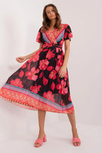 Italy Moda summer daydress with short sleeves in the form of frills - Honesty Sales