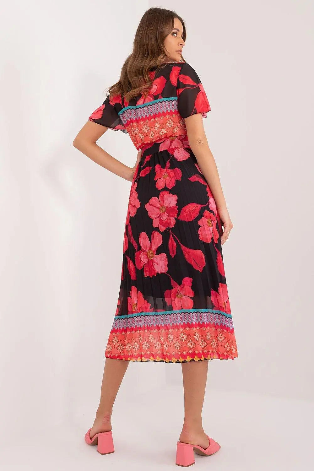 Italy Moda summer daydress with short sleeves in the form of frills - Honesty Sales