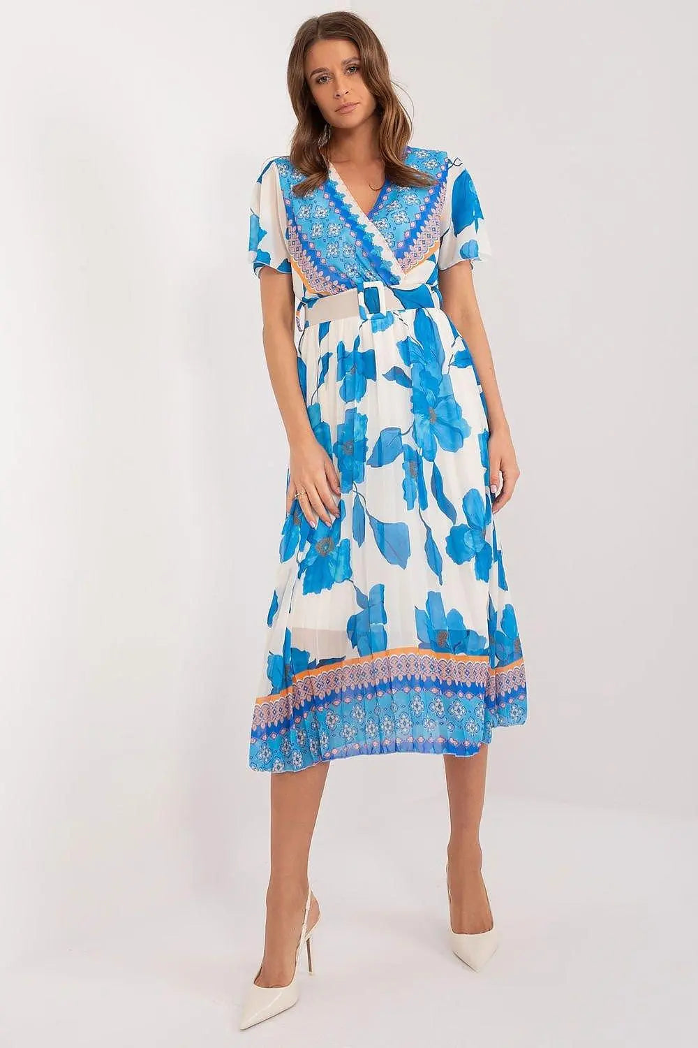 Italy Moda summer daydress with short sleeves in the form of frills - Honesty Sales