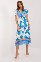 Italy Moda summer daydress with short sleeves in the form of frills - Honesty Sales