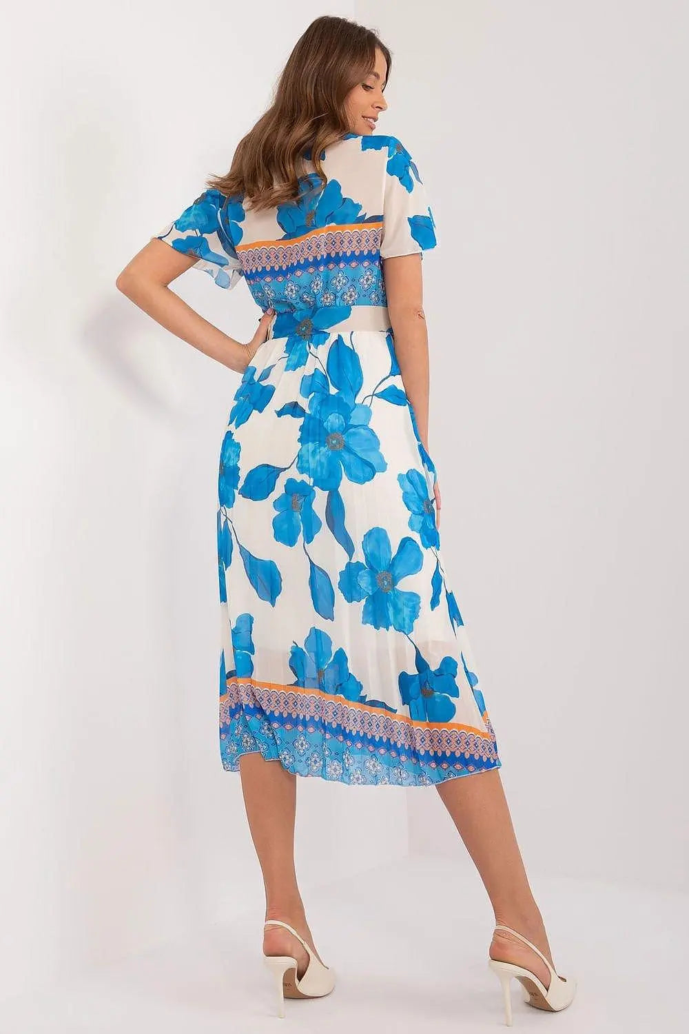 Italy Moda summer daydress with short sleeves in the form of frills - Honesty Sales