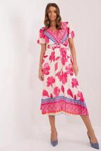 Italy Moda summer daydress with short sleeves in the form of frills - Honesty Sales