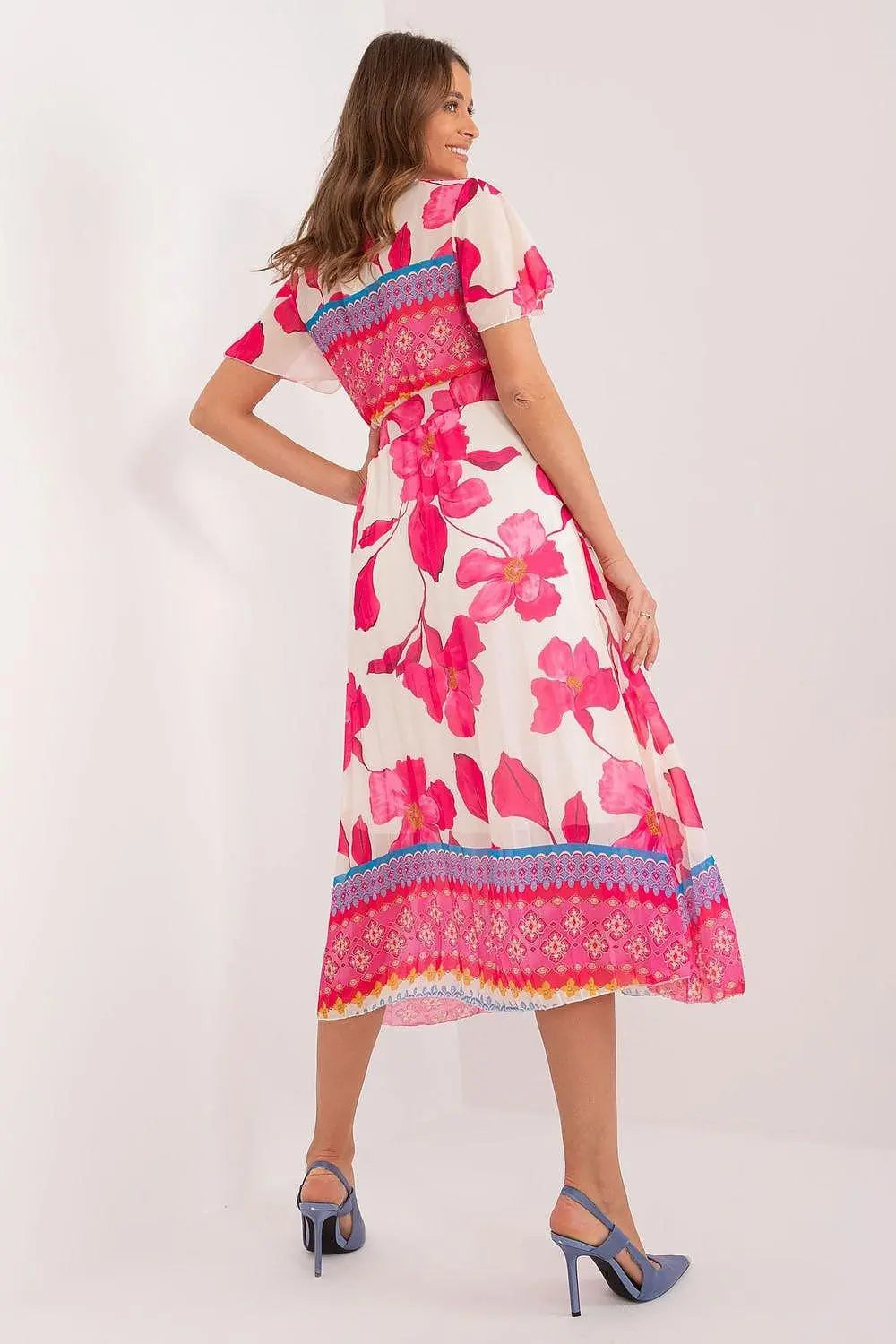 Italy Moda summer daydress with short sleeves in the form of frills - Honesty Sales