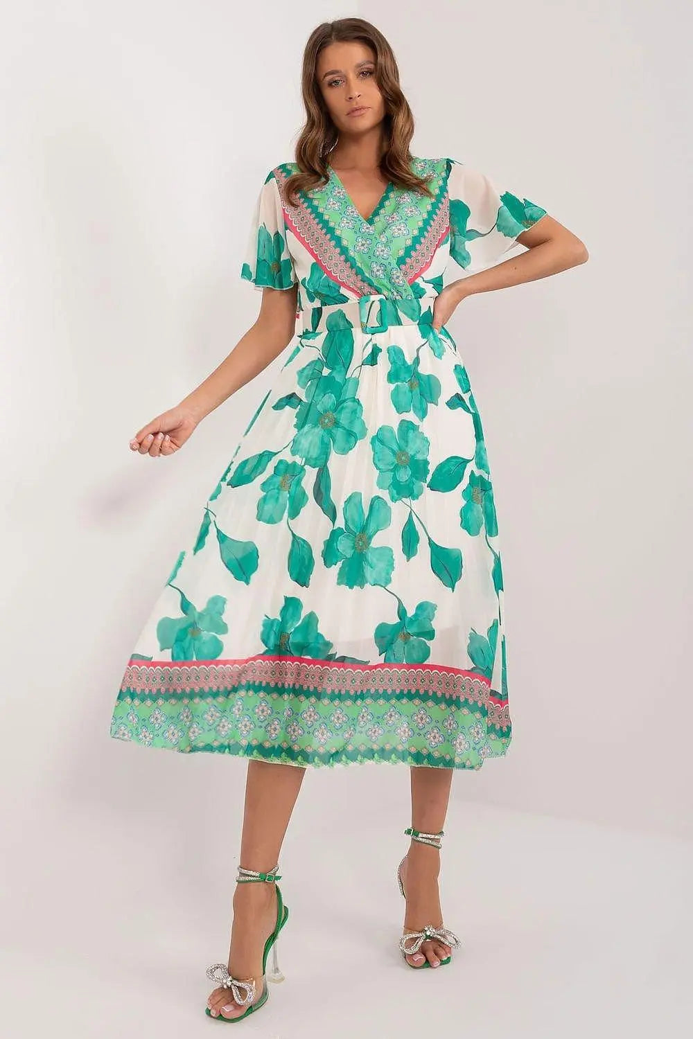 Italy Moda summer daydress with short sleeves in the form of frills - Honesty Sales