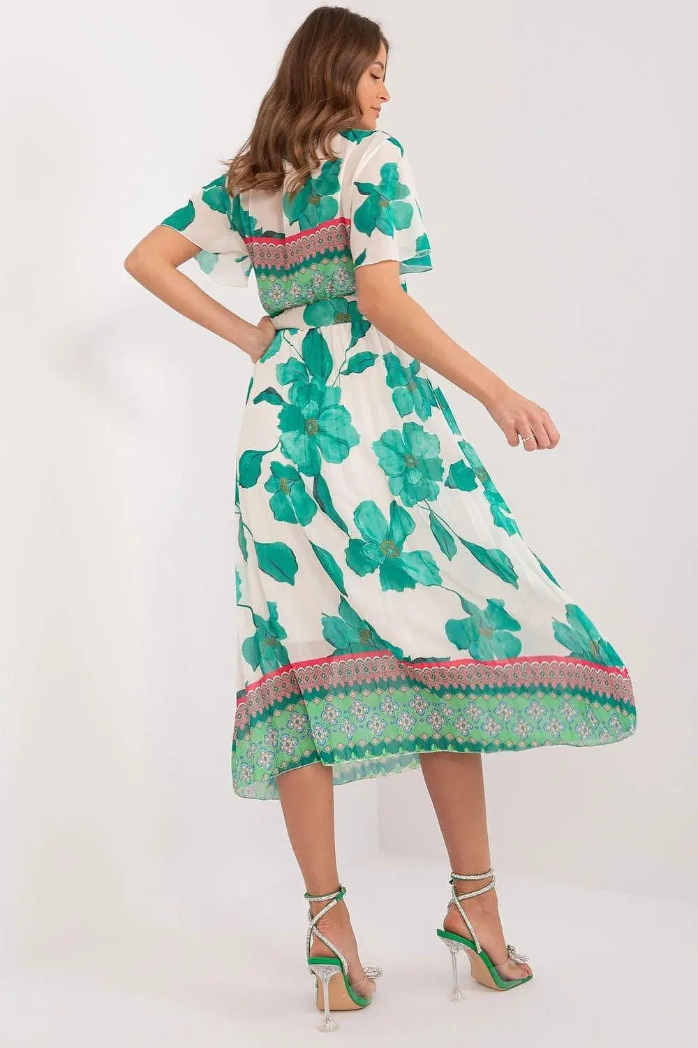 Italy Moda summer daydress with short sleeves in the form of frills - Honesty Sales