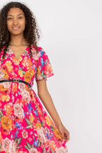 Italy Moda womens elegant polyester decorated lower part pleats daydress - Honesty Sales