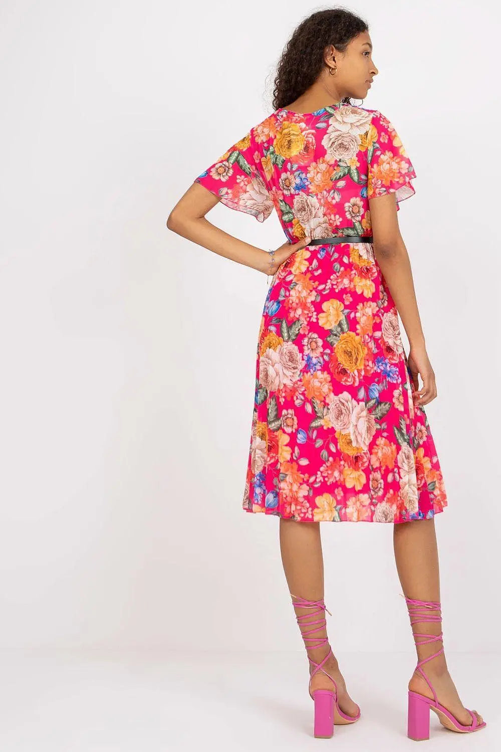 Italy Moda womens elegant polyester decorated lower part pleats daydress - Honesty Sales