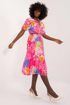 Italy Moda womens elegant polyester decorated lower part pleats daydress - Honesty Sales