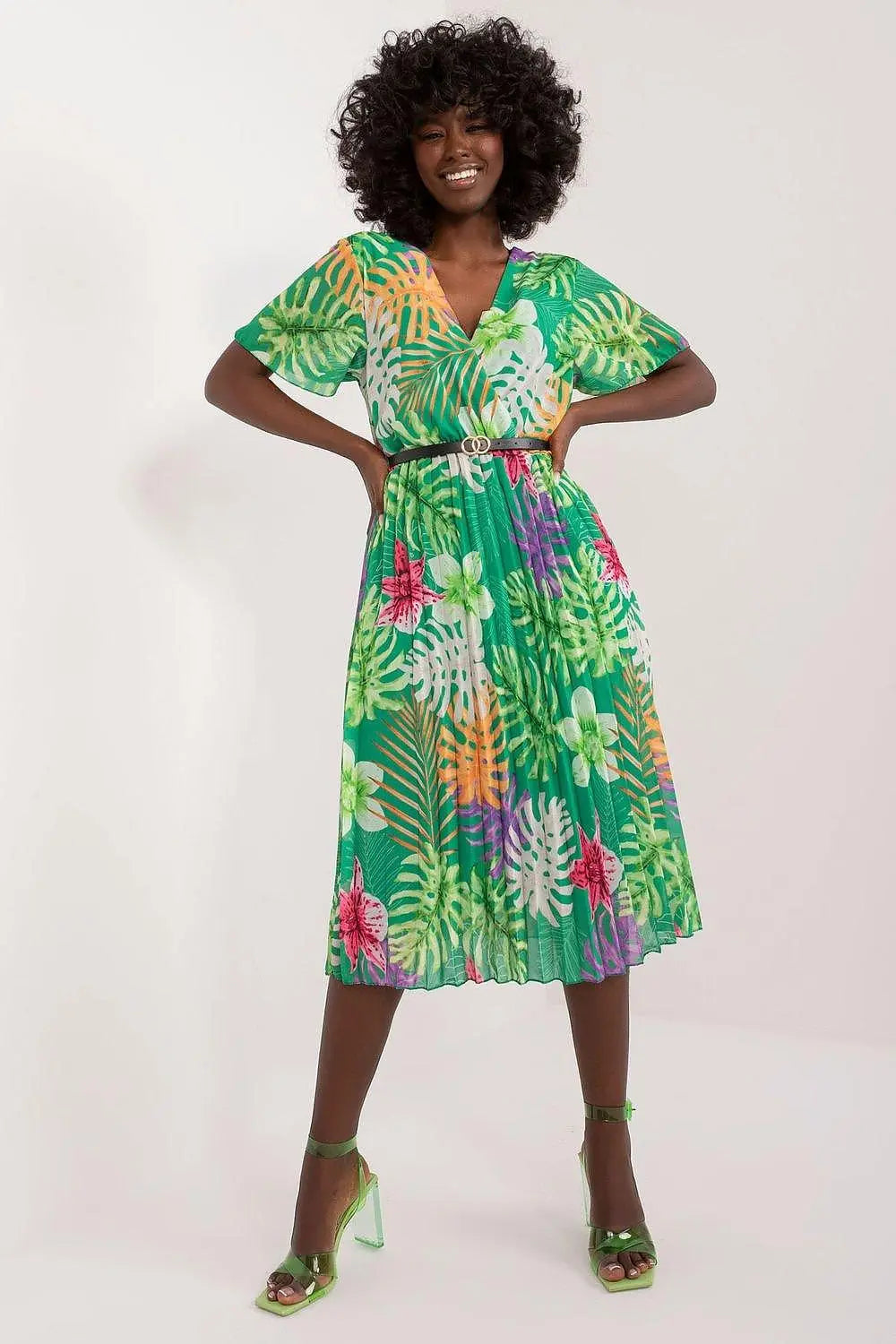 Italy Moda womens elegant polyester decorated lower part pleats daydress - Honesty Sales