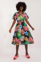 Italy Moda womens elegant polyester decorated lower part pleats daydress - Honesty Sales