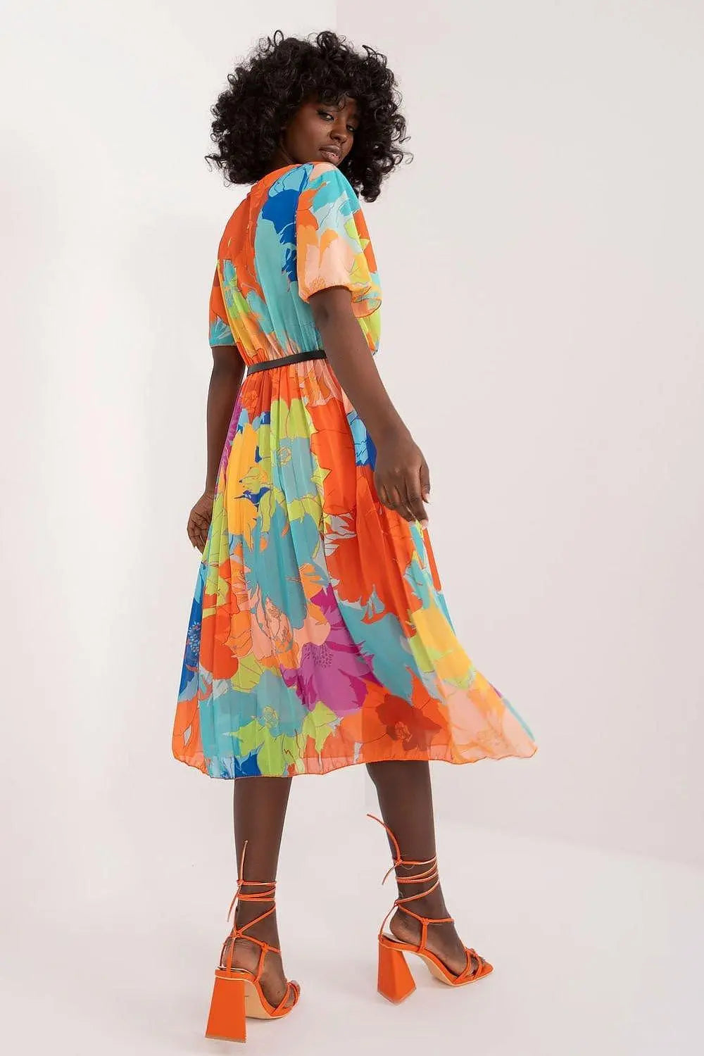 Italy Moda womens elegant polyester decorated lower part pleats daydress - Honesty Sales