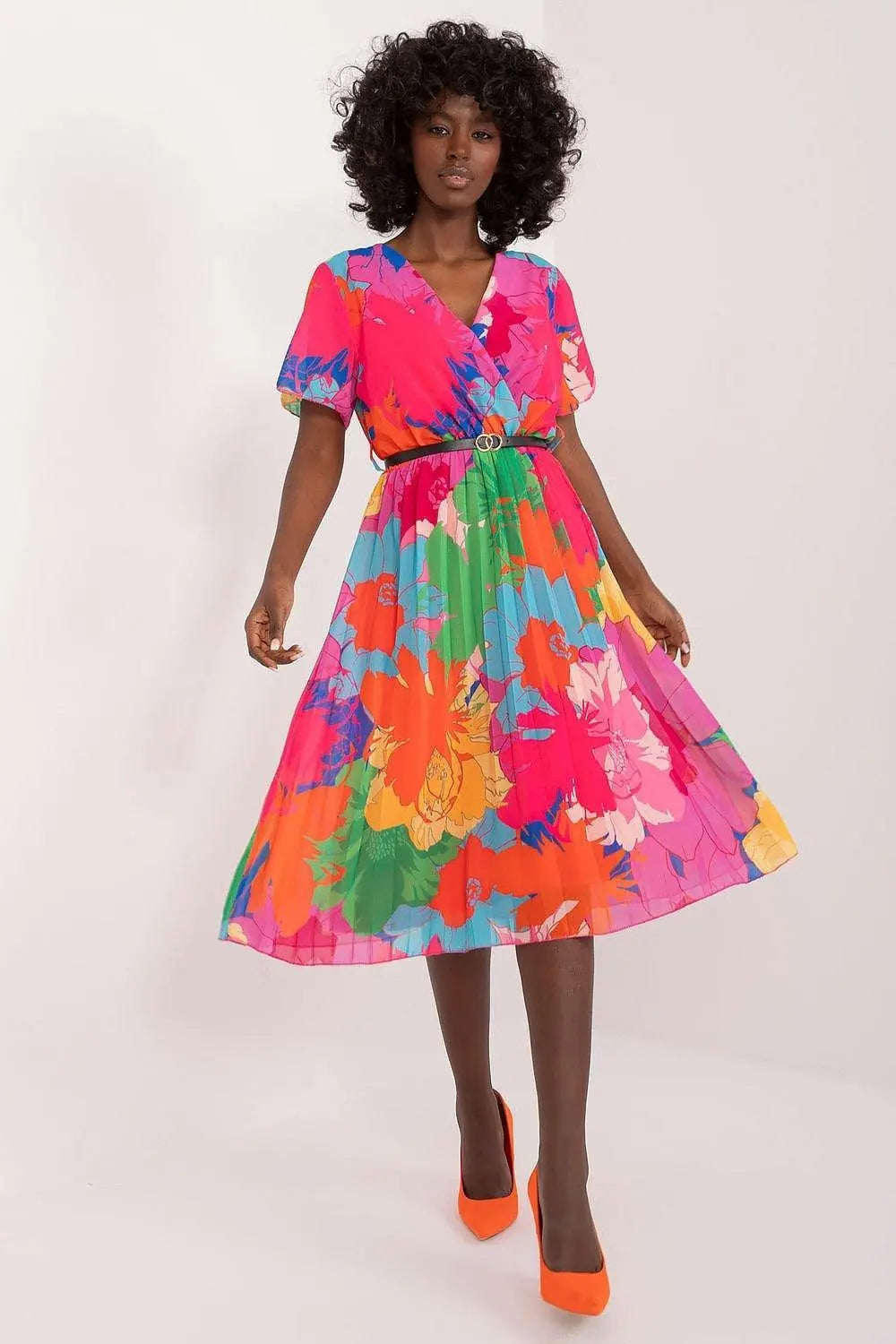 Italy Moda womens elegant polyester decorated lower part pleats daydress - Honesty Sales