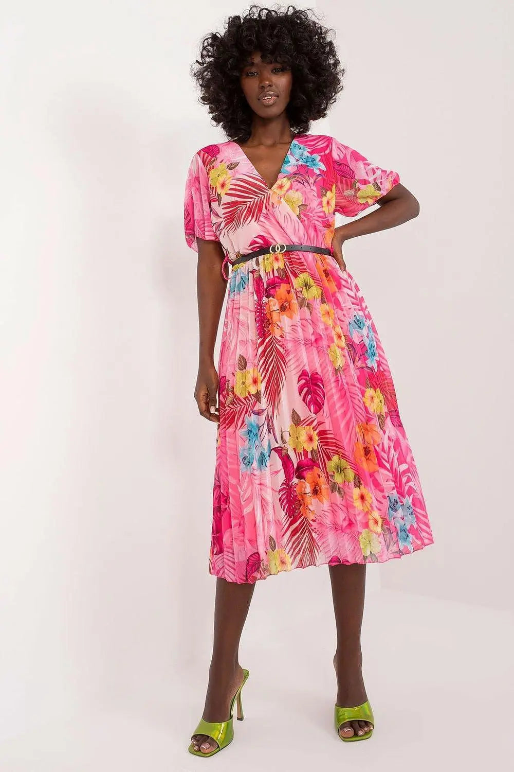 Italy Moda womens elegant polyester decorated lower part pleats daydress - Honesty Sales