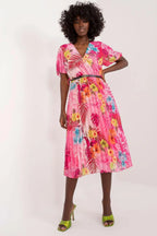 Italy Moda womens elegant polyester decorated lower part pleats daydress - Honesty Sales