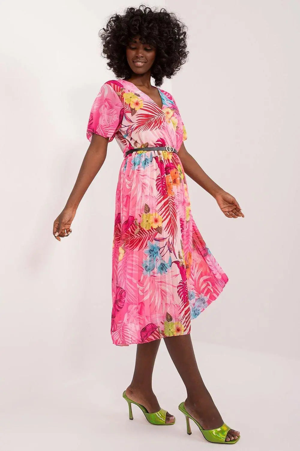 Italy Moda womens elegant polyester decorated lower part pleats daydress - Honesty Sales