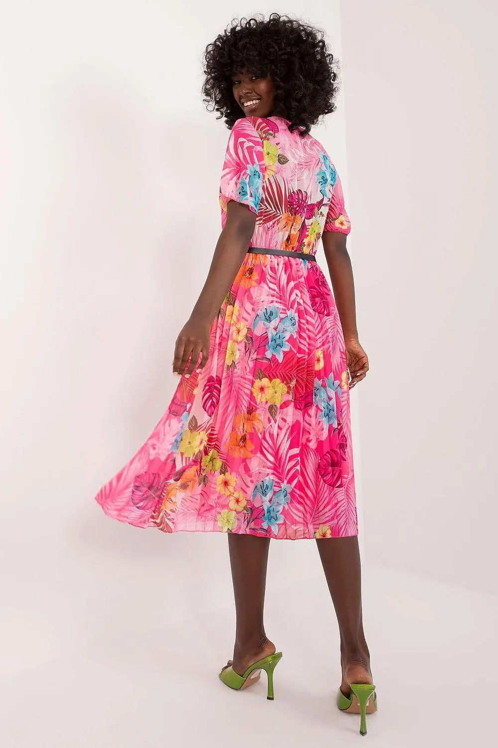 Italy Moda womens elegant polyester decorated lower part pleats daydress - Honesty Sales