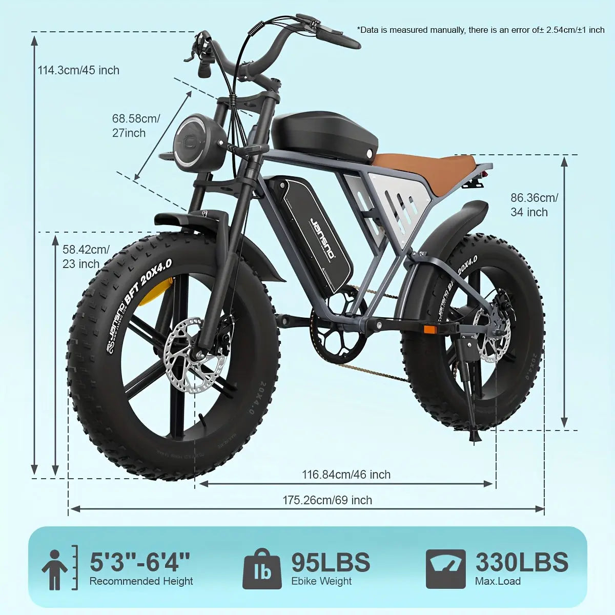 JANSNO Adults Electric Bike with Dual Suspension & Removable 48V 34Ah Battery, 250W Brushless Motor, 50.8cm x 10.16cm Tires, 15MPH, 7-Speed All-Terrain Ebike for Off-Road Mountain Camping Commuting - Grey, Mountain Bike Gear, Adventure Biking, Rugged Des - Honesty Sales