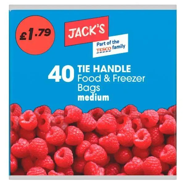 Jacks 40 Tie Handle Food & Freezer Bags Medium - 40pk - Honesty Sales