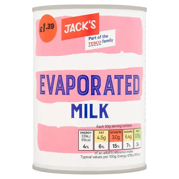 Jack's Evaporated Milk 410g (Case of 12)  Honesty Sales U.K