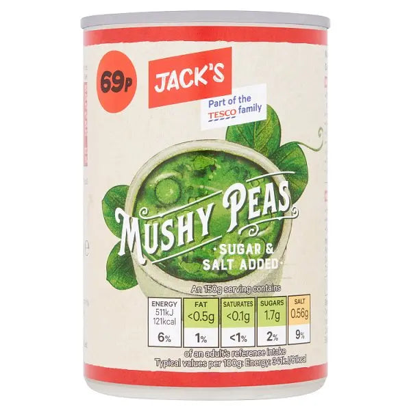 Jack's Mushy Peas 300g (Case of 12)  Honesty Sales U.K Main image