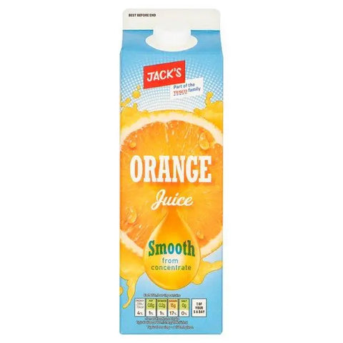 Jack's Orange Juice Smooth from Concentrate 1 Litre (Case of 6) - Honesty Sales U.K