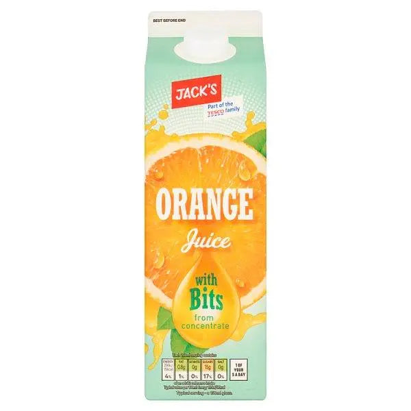 Jack's Orange Juice with Bits from Concentrate 1 Litre (Case of 6) - Honesty Sales U.K