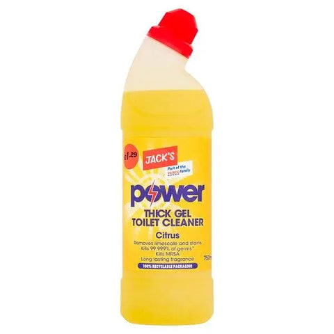 Jack's Power Thick Gel Toilet Cleaner Citrus 750ml (Case of 9) - Honesty Sales U.K