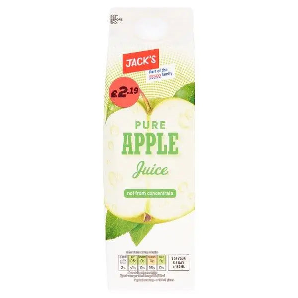 Jack's Pure Apple Juice not from Concentrate 1 Litre (Case of 6) - Honesty Sales U.K