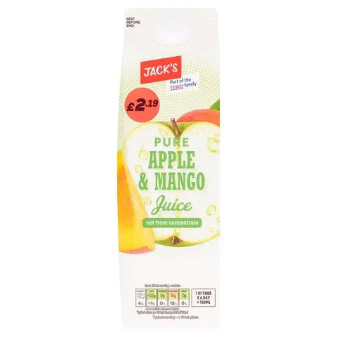 Jack's Pure Apple & Mango Juice not from Concentrate 1 Litre (Case of 6) - Honesty Sales U.K