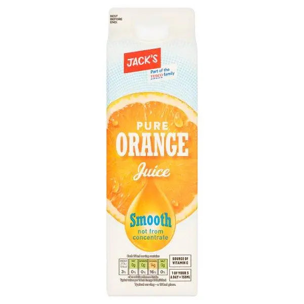 Jack's Pure Orange Juice Smooth not from Concentrate 1 Litre (Case of 6) - Honesty Sales U.K