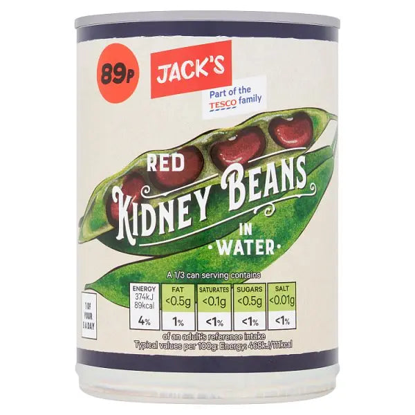 Jack's Red Kidney Beans in Water 400g (Case of 12)  Honesty Sales U.K