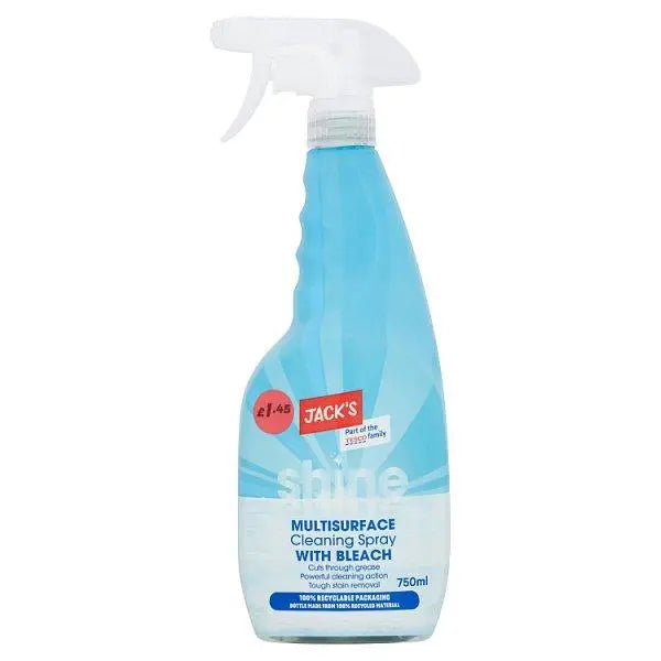 Jack's Shine Multisurface Cleaning Spray with Bleach 750ml (Case of 6) - Honesty Sales