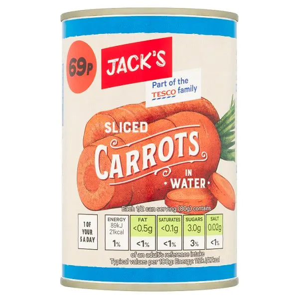 Jack's Sliced Carrots in Water 300g (Case of 12)  Honesty Sales U.K