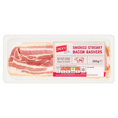 Jack's Smoked Streaky Bacon Rashers 200g Jack's