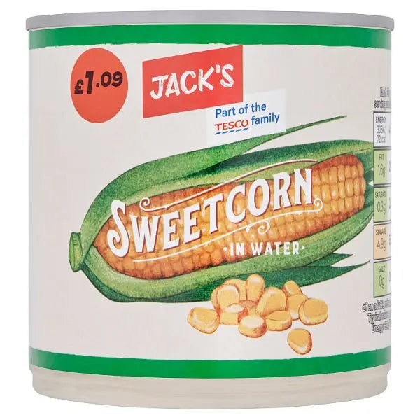 Jack's Sweetcorn in Water 340g (Case of 12)  Honesty Sales U.K Hauptbild