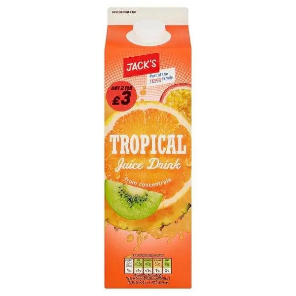 Jack's Tropical Juice Drink from Concentrate 1 Litre (Case of 6) - Honesty Sales U.K