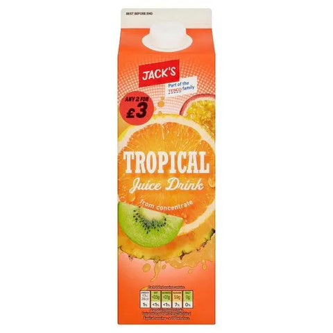 Jack's Tropical Juice Drink from Concentrate 1 Litre (Case of 6) - Honesty Sales U.K