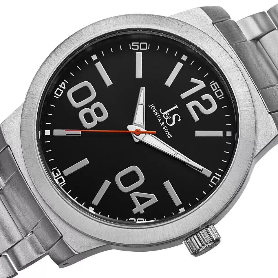 Joshua & Sons Bold Easy to Read Mens - Stainless Steel Bracelet - JS82SSB - Honesty Sales