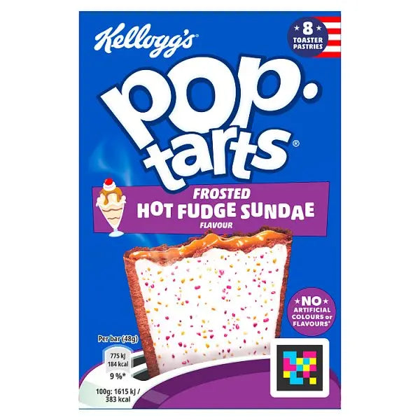 Kellogg's Pop-Tarts Frosted Hot Fudge Sundae Flavour Pastry Snack Slices 8x48g (Case of 6) Honesty Sales