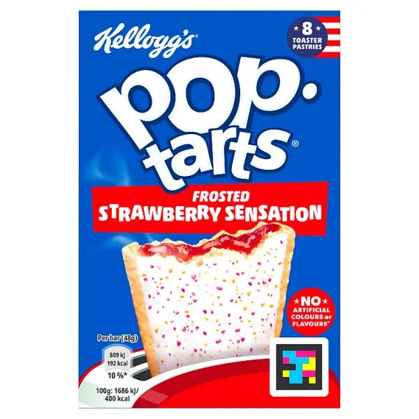 Kellogg's Pop Tarts Frosted Strawberry Sensation Pastry Snacks 8x48g (Case of 6) Kellogg's