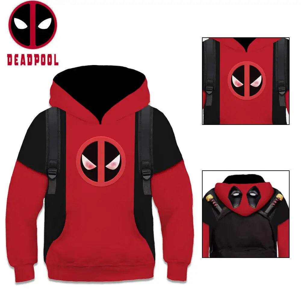 Kids Deadpool Cosplay Boys Hoodie Pullover Sweaters Christmas Sweatshirt Kidpool Dropshipman