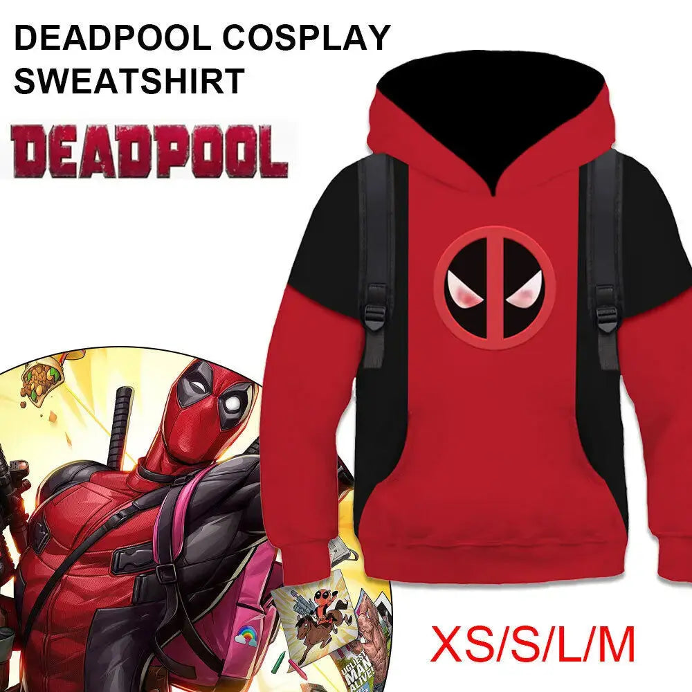 Kids Deadpool Cosplay Boys Hoodie Pullover Sweaters Christmas Sweatshirt Kidpool Dropshipman