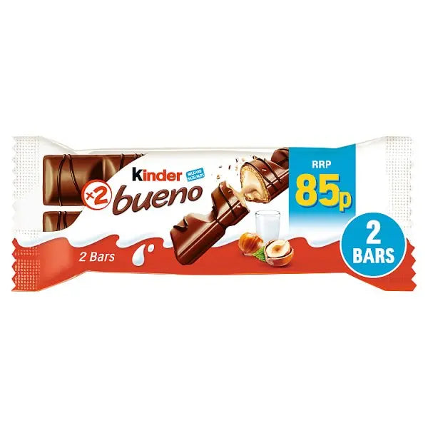Kinder Bueno Milk and Hazelnuts 2 Pieces 39g (Case of 30)  Honesty Sales U.K