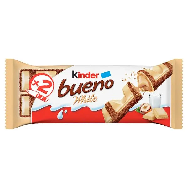Kinder Bueno White Chocolate & Hazelnut Wafer Biscuit Snack Bar 39g (Case of 30)  Honesty Sales U.K Hauptbild