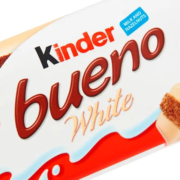 Kinder Bueno White Chocolate & Hazelnut Wafer Biscuit Snack Bar 39g (Case of 30)  Honesty Sales U.K