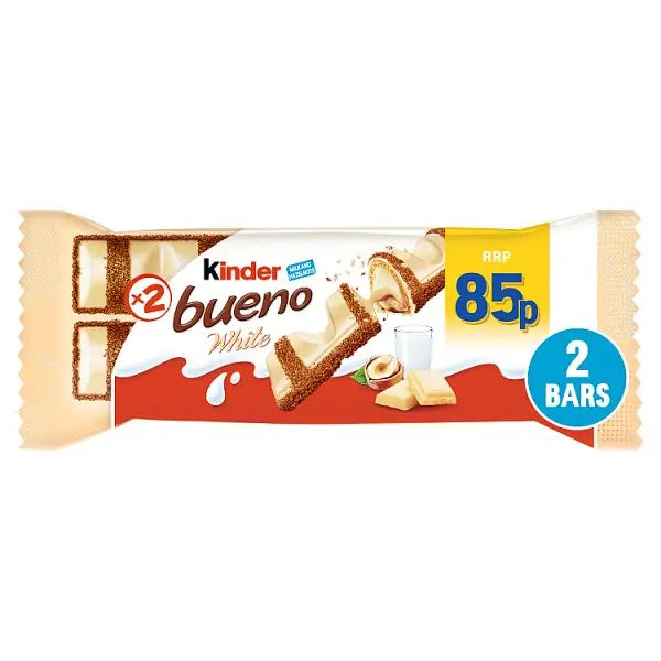 Kinder Bueno White Milk and Hazelnuts 2 Pieces 39g (Case of 30)  Honesty Sales U.K Hauptbild