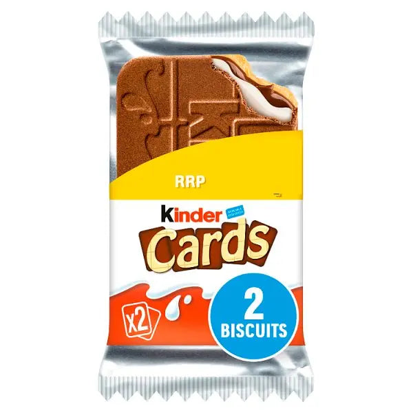 Kinder Cards Milk Chocolate Wafer Biscuit Snack Bar Twin Pack 25.6g (Case of 30)  Honesty Sales U.K