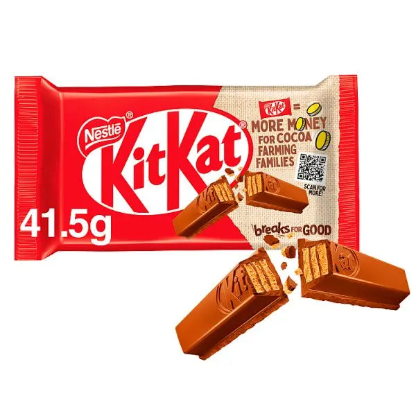 KitKat 4 Finger Milk Chocolate Biscuit Bar 41.5g (Case of 24)  Honesty Sales U.K