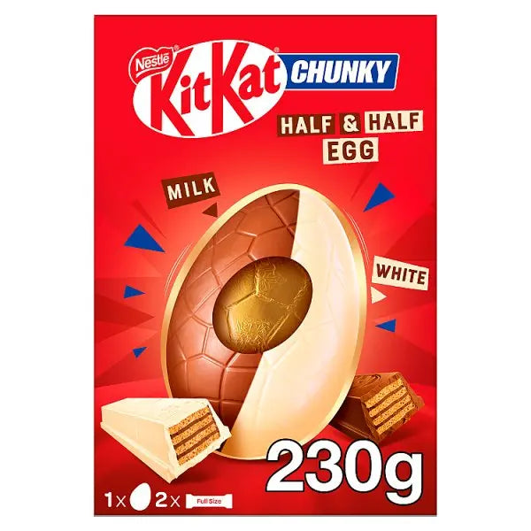KitKat Chunky Milk & White Chocolate Giant Easter Egg 230g (Case of 4) Kitkat